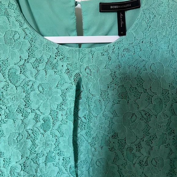 WOMEN’S BCBG MAX AZRIA LIGHT GREEN LACE MINI DRESS Cotton Blend Sz M - Picture 5 of 16